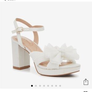 Kelly & Katie White Bow Accent Heels Women’s Bridal Shoes